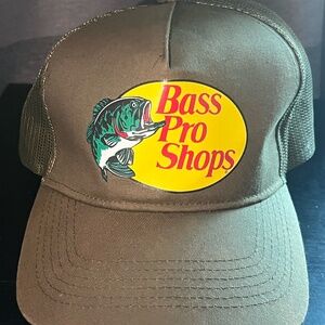 Authentic Solid Green Bass Pro Shops Trucker Hat Mesh Adjustable Back